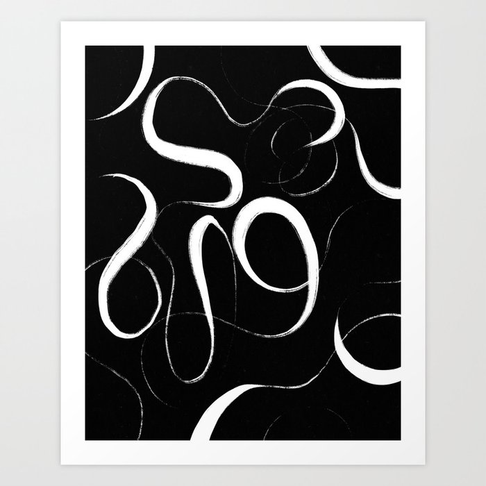 Black and White Elegant Abstract Modern Shapes Art Print