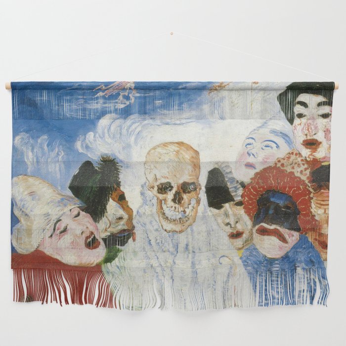 Death and the masks outcast grotesque art portrait painting by James Ensor Wall Hanging