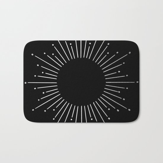 Sunburst Moonlight Silver on Black Bath Mat