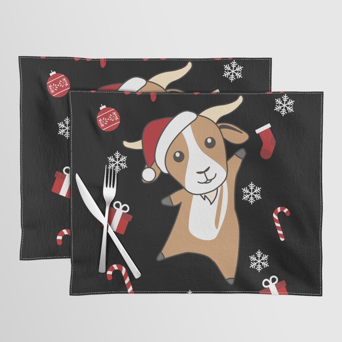 Goat Christmas Goats Winter Animals Placemat