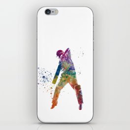 Watercolor cricket player iPhone Skin