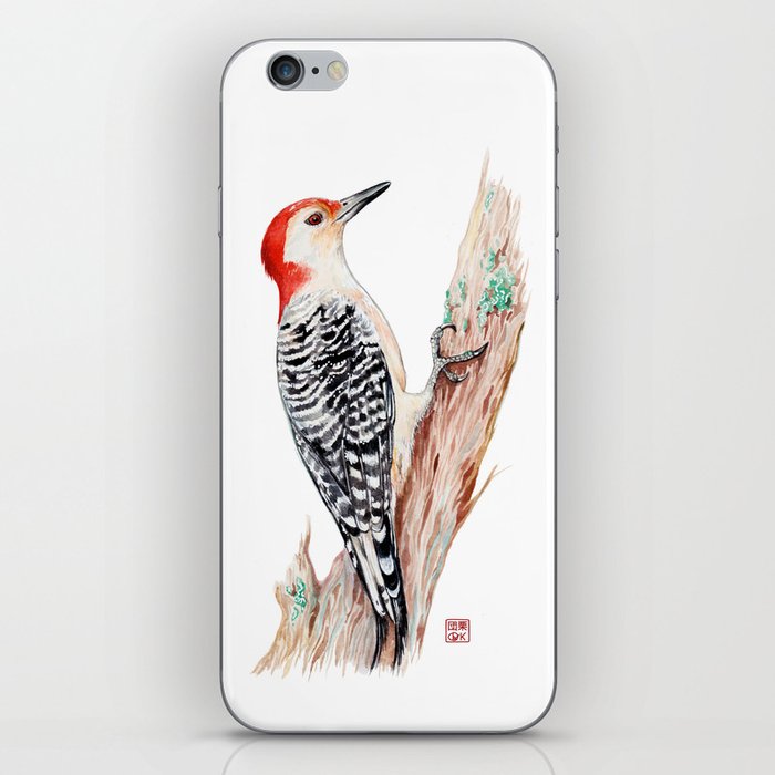 Red bellied woodpecker watercolor iPhone Skin