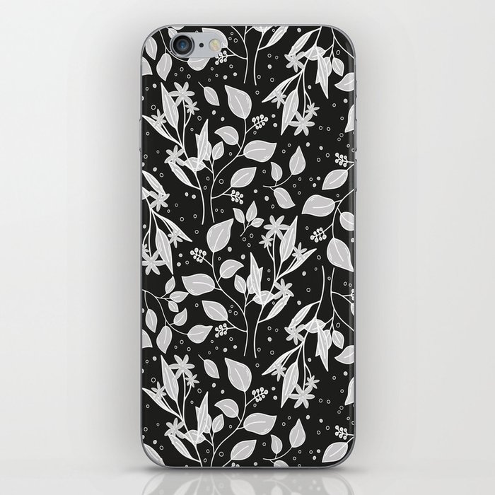 Tropical moody and dark floral pattern with dots iPhone Skin