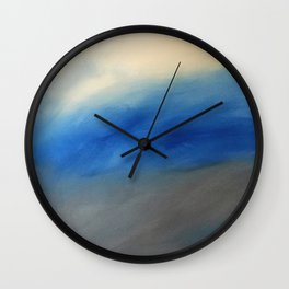 Skyline Ocean Beach Summer Original Painting by Jodi Tomer Blue Gray Wall Clock