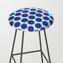 Simple Blue Flowers with Polka Dots on White Bar Stool