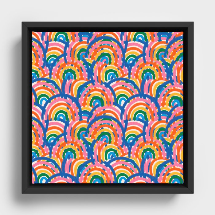 Cute Rainbow Colorful Pattern Framed Canvas