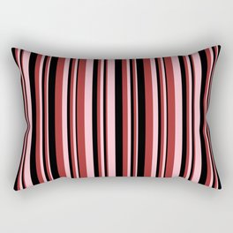 [ Thumbnail: Pink, Brown & Black Colored Striped Pattern Rectangular Pillow ]