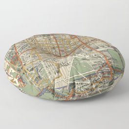 Mexico City Map - Vintage Pictorial Map Floor Pillow