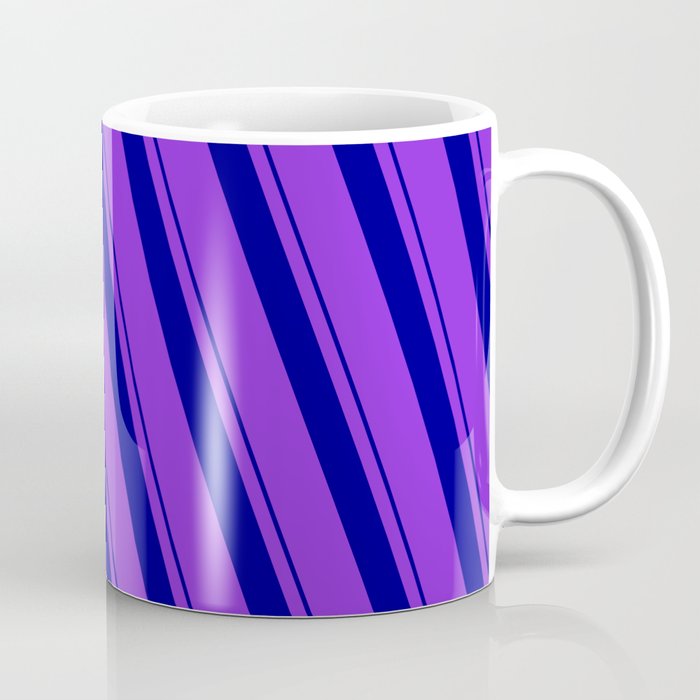 Dark Blue and Purple Colored Lined/Striped Pattern Coffee Mug