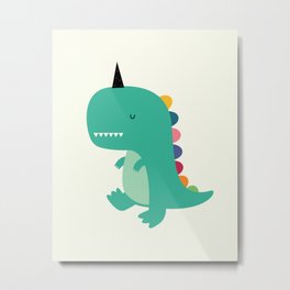 Dinocorn Metal Print | Rainbow, Dinosaur, Smile, Unicorn, Curated, Evolution, Vector, Cute, Graphic, Drawing 