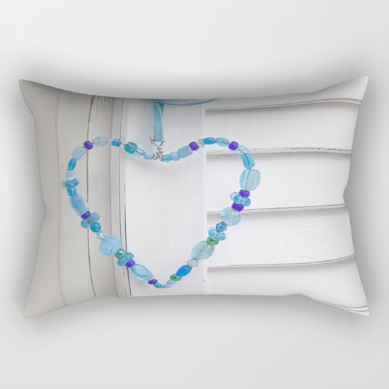 Blue Heart of beads Rectangular Pillow