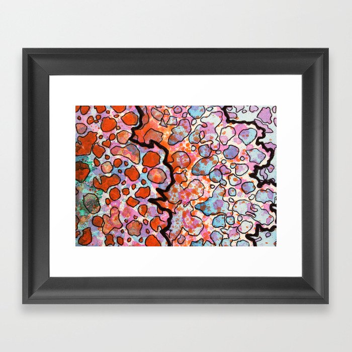 6, Inset B Framed Art Print | Painting, Acrylic, Crochet, Doily, Lace, Color, Abstract, Fine-art, Painting, Orange