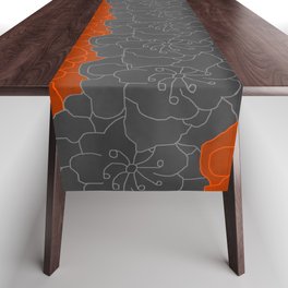 Gray & Orange Flower Collage Table Runner
