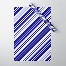 [ Thumbnail: Dark Blue and Lavender Colored Lines Pattern Wrapping Paper ]