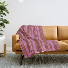 [ Thumbnail: Orchid & Sienna Colored Lines Pattern Throw Blanket ]