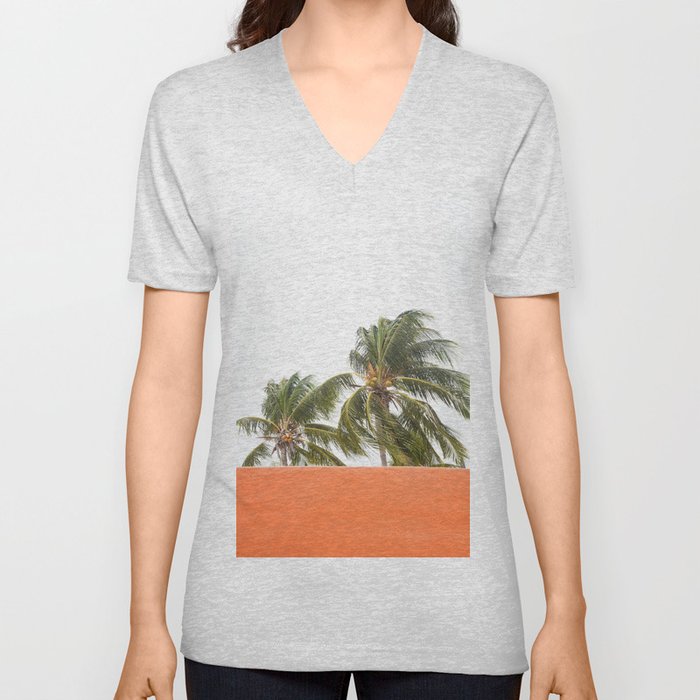 Orange meets Palm Trees #1 #wall #art #society6 V Neck T Shirt