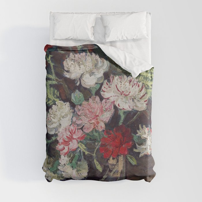 Still Life Vase with Carnations (1886) By Vincent Van Gogh Duvet Cover