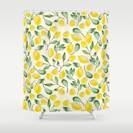 Watercolor Lemon Pattern Shower Curtain