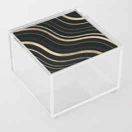 Geometrical abstract black gold wavy lines Acrylic Box