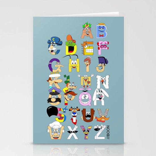 Breakfast Mascot Alphabet Stationery Cards