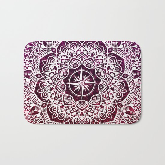 Voyaging Spirit Purple Red Mandala Bath Mat