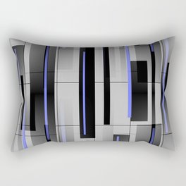 Off the Grid Blue - Abstract - Gray, Black, Blue Rectangular Pillow