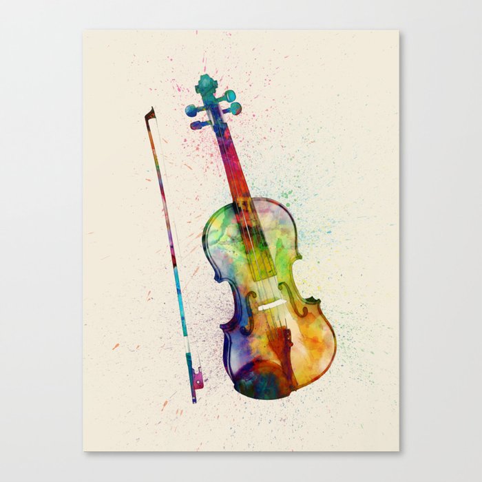 Violin Abstract Watercolor Canvas Print