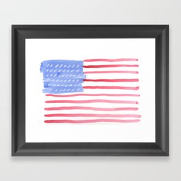 American Flag 4th of July watercolor design Framed Art Print