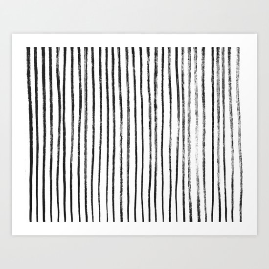 Black Dry Brush Line Pattern (Vertical) Art Print