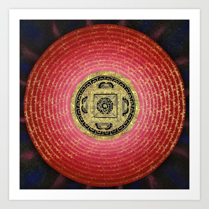 Buddhist Medicine OM Mandala Amaranth Art Print