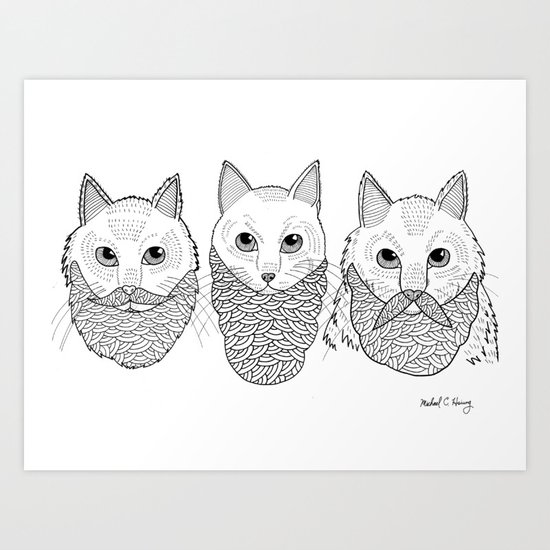 Cats With Beards Art Print