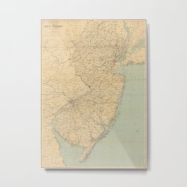 Vintage Map of New Jersey (1891) Metal Print | Newjerseyhistory, Drawing, Mapofnj, History, Cartograph, Map, Ilovenewjersey, Atlasofnewjersey, Newjerseymap, Historical 