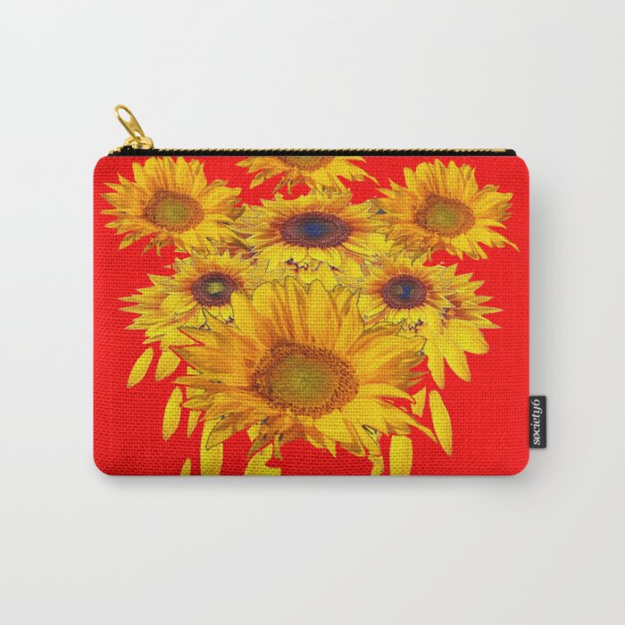 Decorative Red Sunflowers Art Abstract Carry-All Pouch