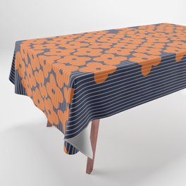 Abstract Floral Patterns 13 in Navy Blue Orange Tablecloth