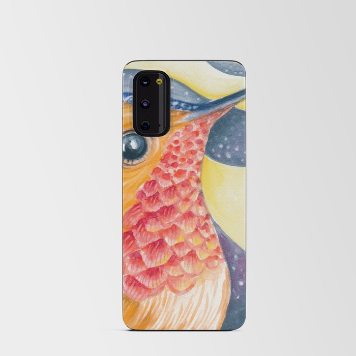 Red Rufous Hummingbird Galaxy Stars Watercolor Android Card Case