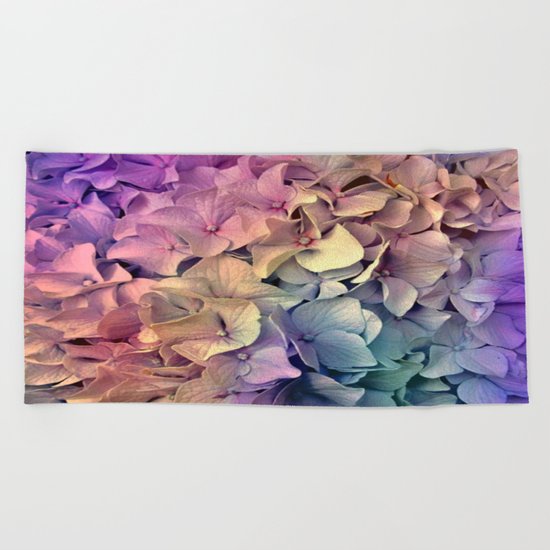 Soft Multi Color Hydrangea Beach Towel
