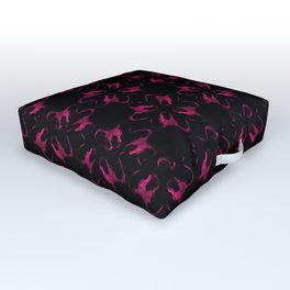 Pink Ram Skull Pattern on Black Background Outdoor Floor Cushion | Goth, Moody, Pattern, Rocker, Repeatingpattern, Death, Blackbackground, Ramskull, Animalskull, Retro 