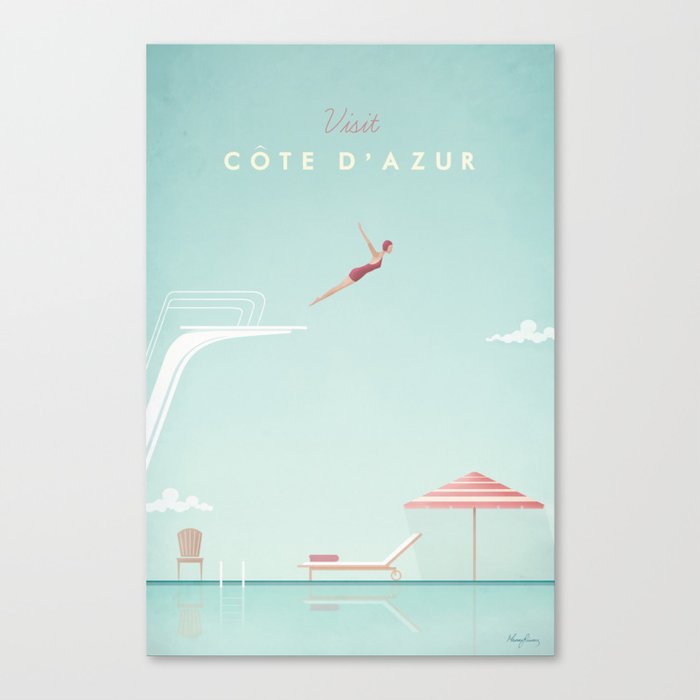 Vintage Côte d'Azur Travel Poster Leinwanddruck