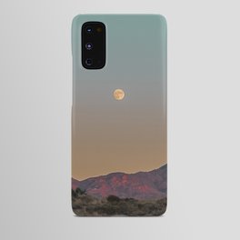 Sunset Moon Ridge // Grainy Red Mountain Range Desert Landscape Photography Yellow Fullmoon Blue Sky Android Case