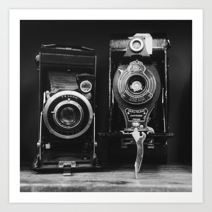 Old Cameras | Vintage | Antique Camera Photography | B&W Art Print