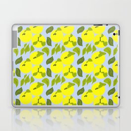 Retro Modern Lemon Yellow Yuzu Fruit Baby Blue Laptop Skin