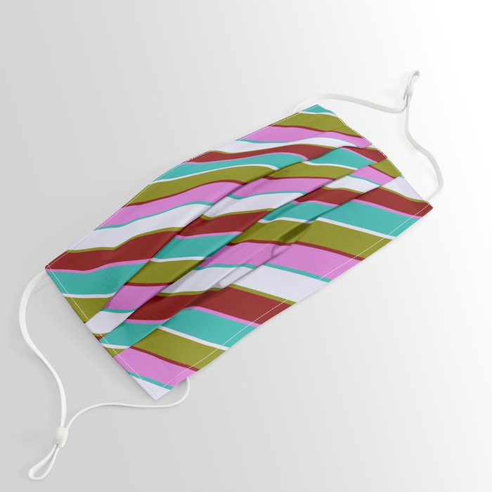 Eyecatching Lavender, Green, Maroon, Orchid & Light Sea Green Colored Pattern of Stripes Face Mask