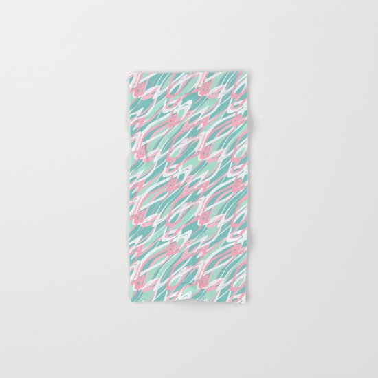 Abstract pink turquoise waves . Hand & Bath Towel