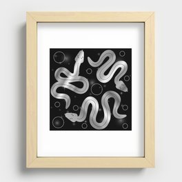 Esoteric Mystic occult magical sacral snakes in silver Recessed Framed Print