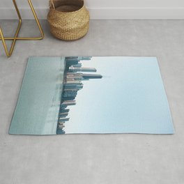 Chicago Skyline Over Lake Michigan Rug | Photo, Chicago, Cool, Winter, Color, Urban, Blue, View, Architecture, Lake 