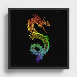 Traditional Chinese dragon in rainbow colors Framed Canvas