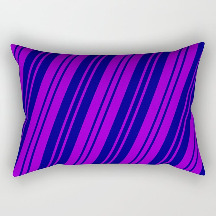 Dark Violet and Blue Colored Pattern of Stripes Rectangular Pillow