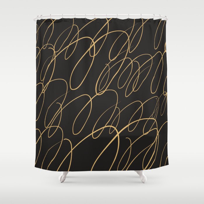 Gold drip paint splatter abstract Shower Curtain