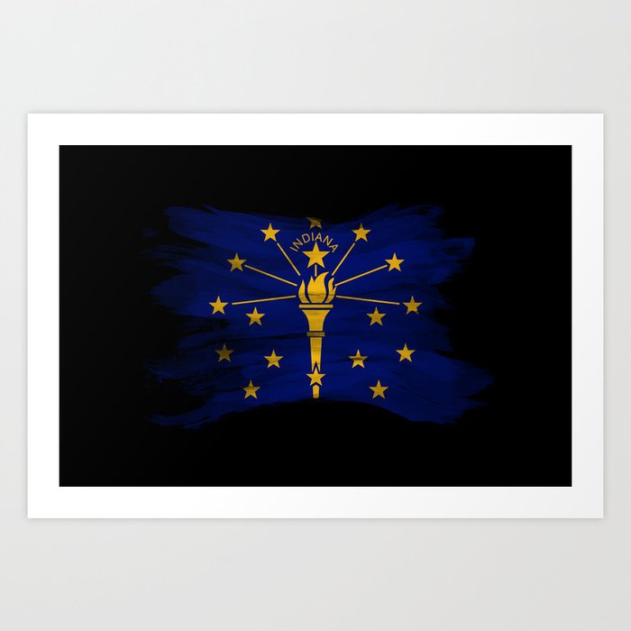 Indiana state flag brush stroke, Indiana flag background Art Print