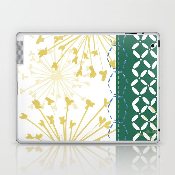 Boho dandelion green and yellow Laptop & iPad Skin